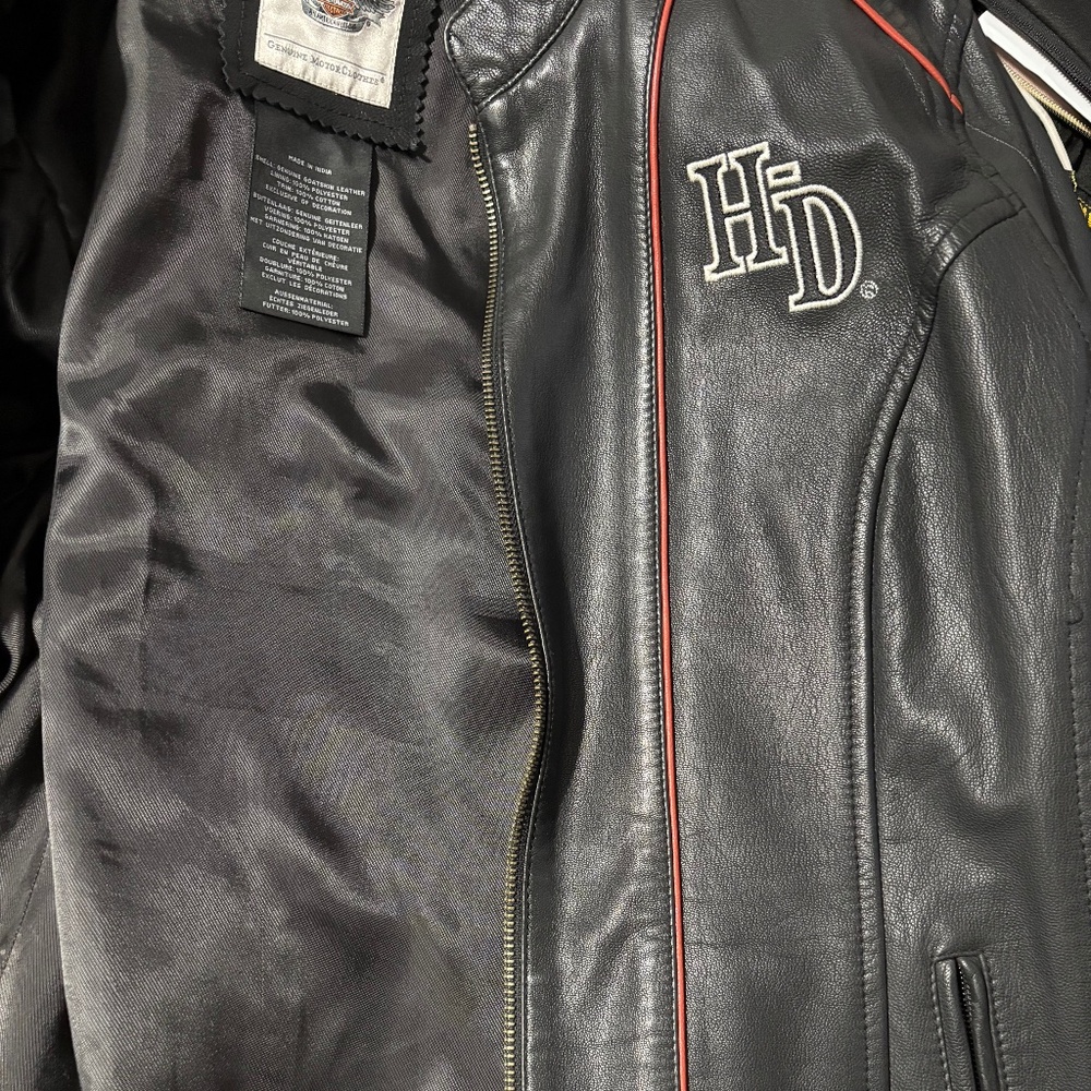 Harley-Davidson Women's Epoch Leather Jacket Black with Orange piping Size XL - Picture 12 of 16